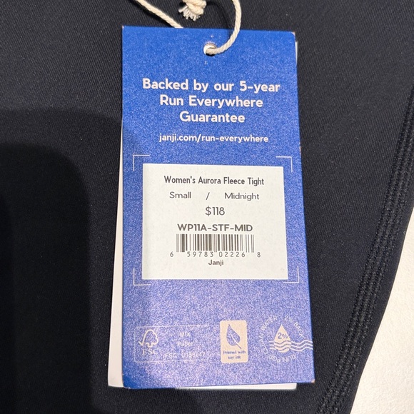 Janji Aurora Fleece Tight Insulated Leggings Black Winter Run Small - Picture 5 of 10